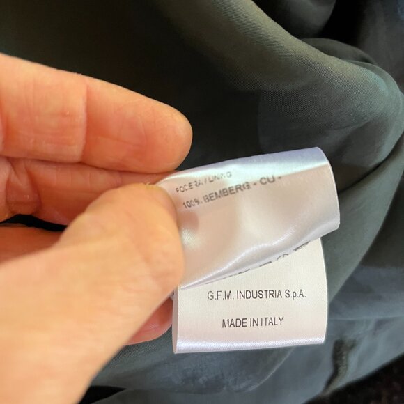 Hache Size 44 Textured Boucle Sleeveless Shift Dress Green Brown - Picture 11 of 12